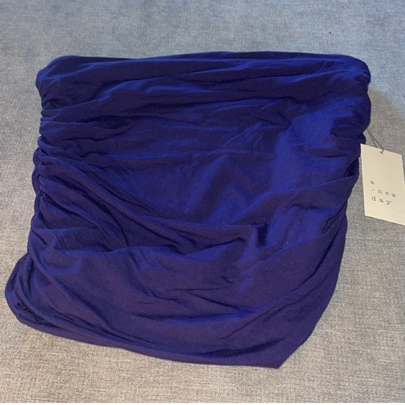 A New Day Women's Ruched Slim Fit Navy Blue Tube Top - Picture 4 of 4